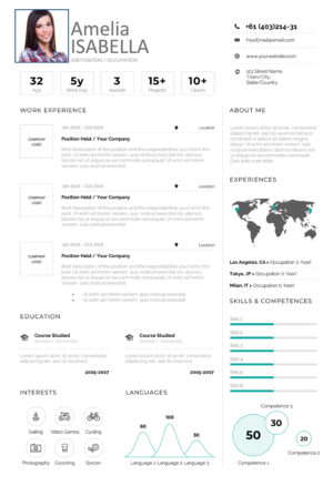 Infographic Resume CV Template is a visually appealing and modern format for showcasing professional experience, skills, and achievements.