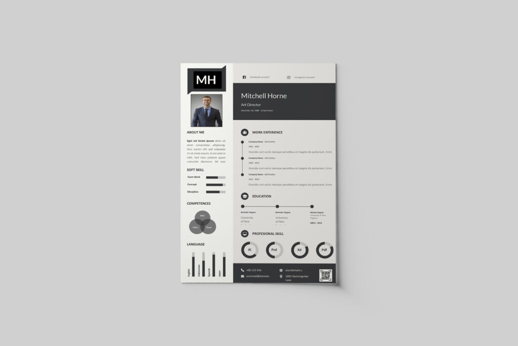 A Minimal Resume Word Template showcasing a sleek, no-frills design with essential sections for contact information, skills, work experience, and education, ideal for creating a professional, easy-to-read resume in Microsoft Word.