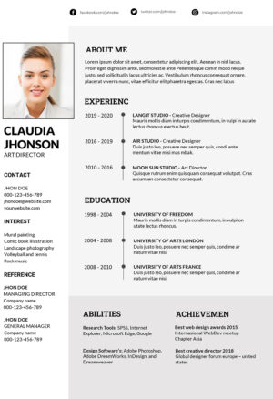 Modern Minimalist CV Template available for download in Microsoft Word format (.docx), showcasing a clean and professional design.