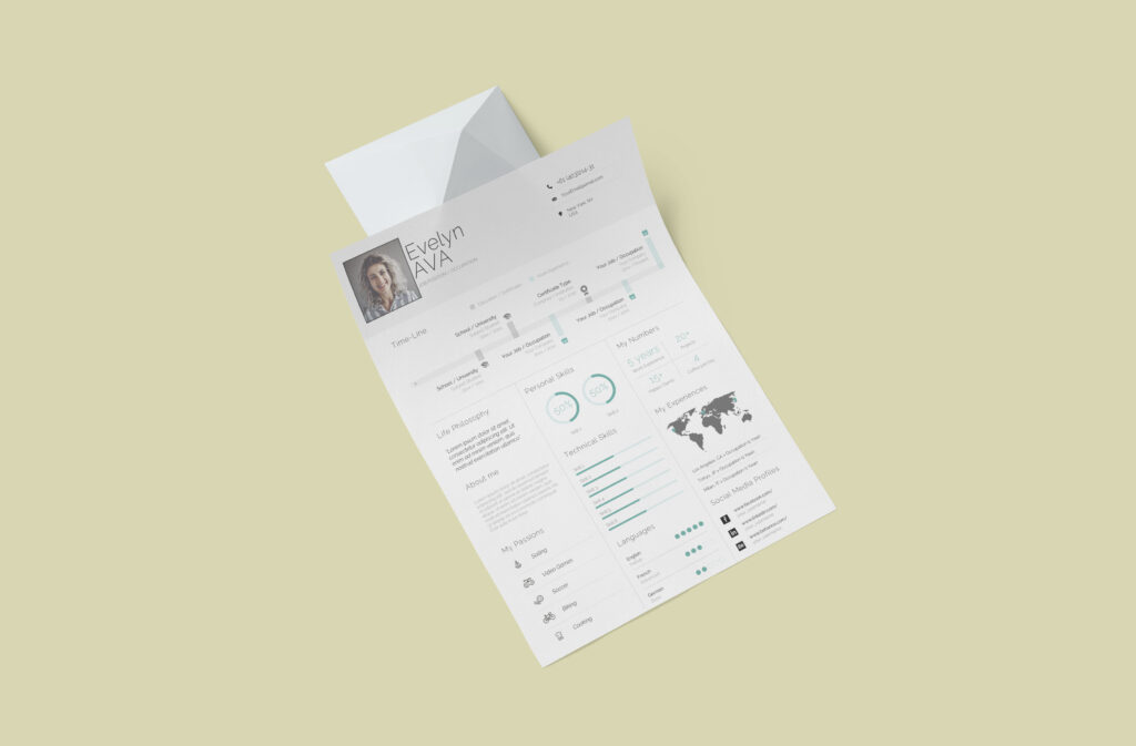 Printable Resume Template with a professional and clean design, featuring customizable sections for skills, experience, and achievements, ideal for job applications.