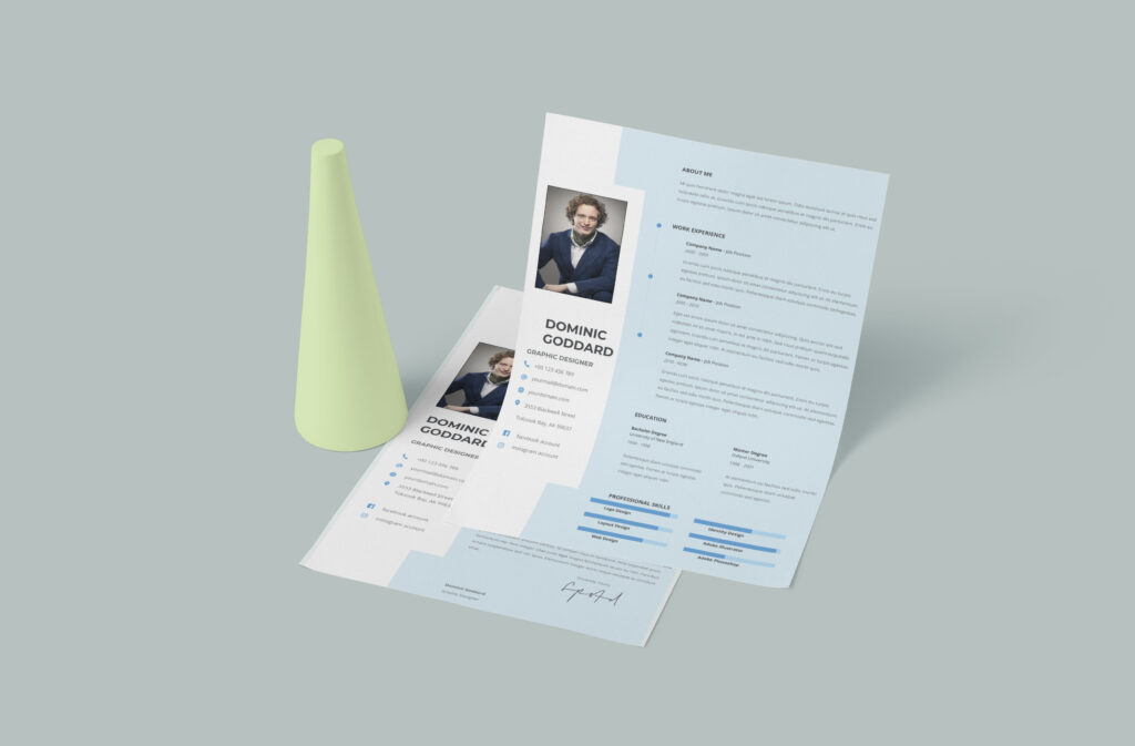 A professional designer CV template with a sleek and modern layout, ideal for highlighting creative skills and work experience.