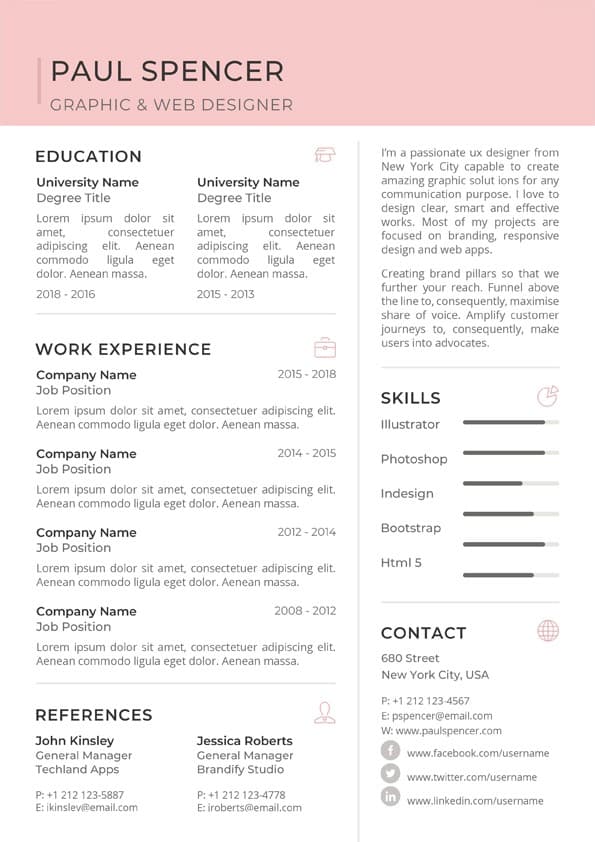 Job CV Resume Template - Download for Word
