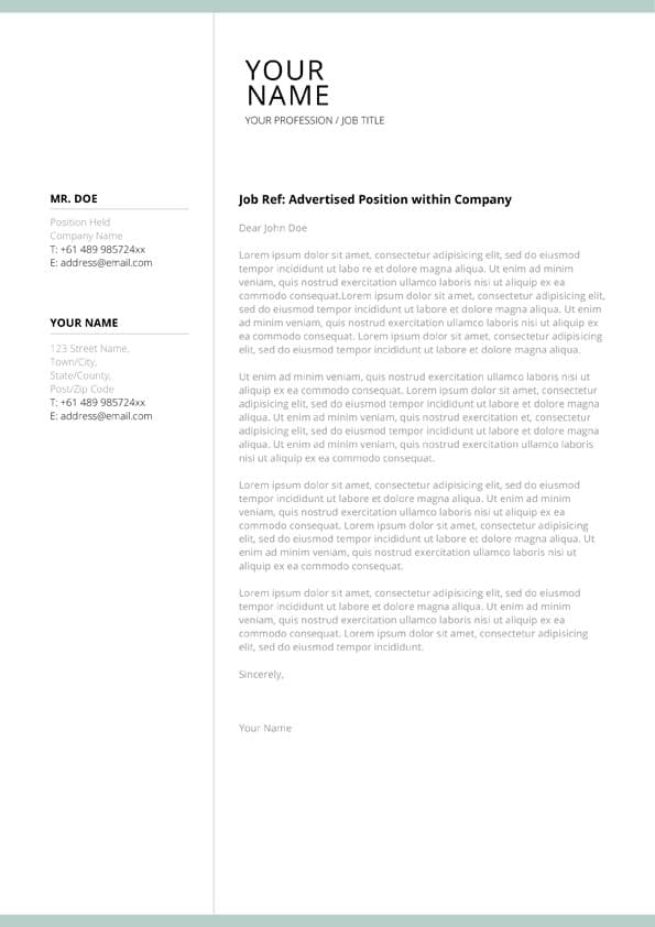 Lebenslauf Cover Letter - Downloadable Cover Letter Template