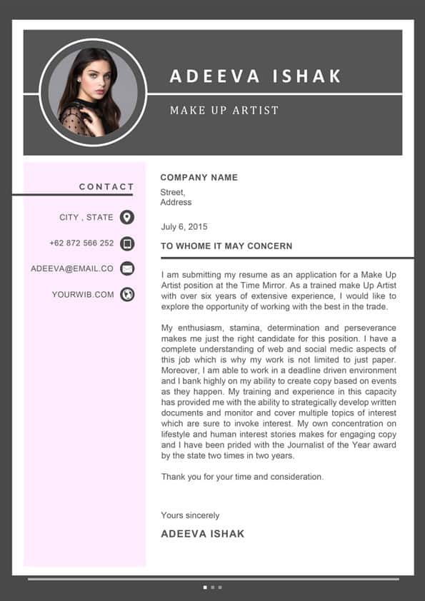 Artist Cover Letter - Downloadable Cover Letter Template