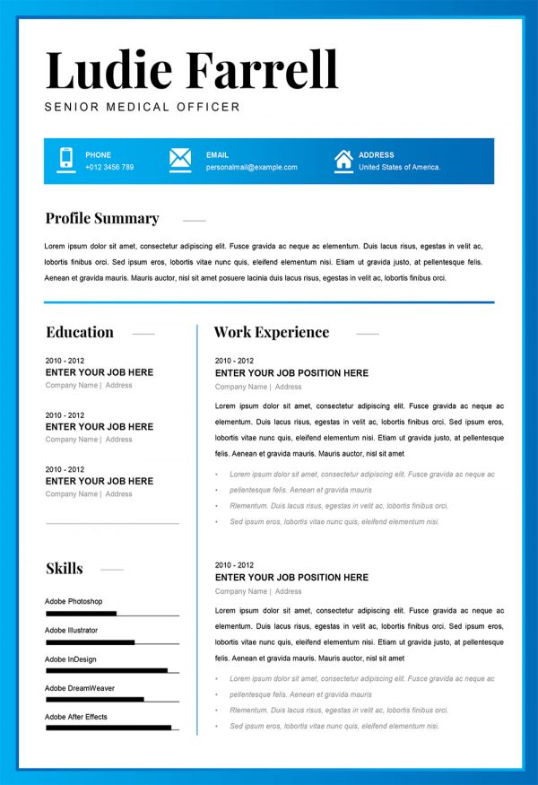 Senior Medical Officer Resume Template Word