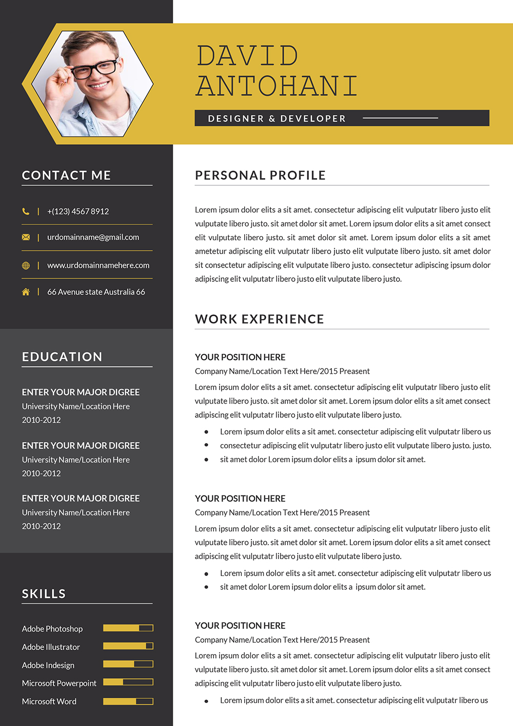 2 page cv template word free download