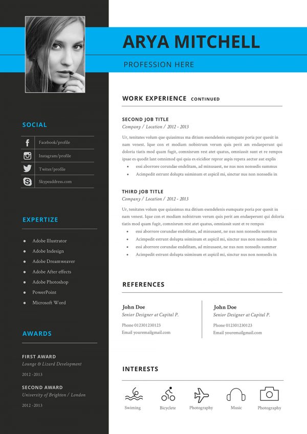 Creative Resume Template Two Column