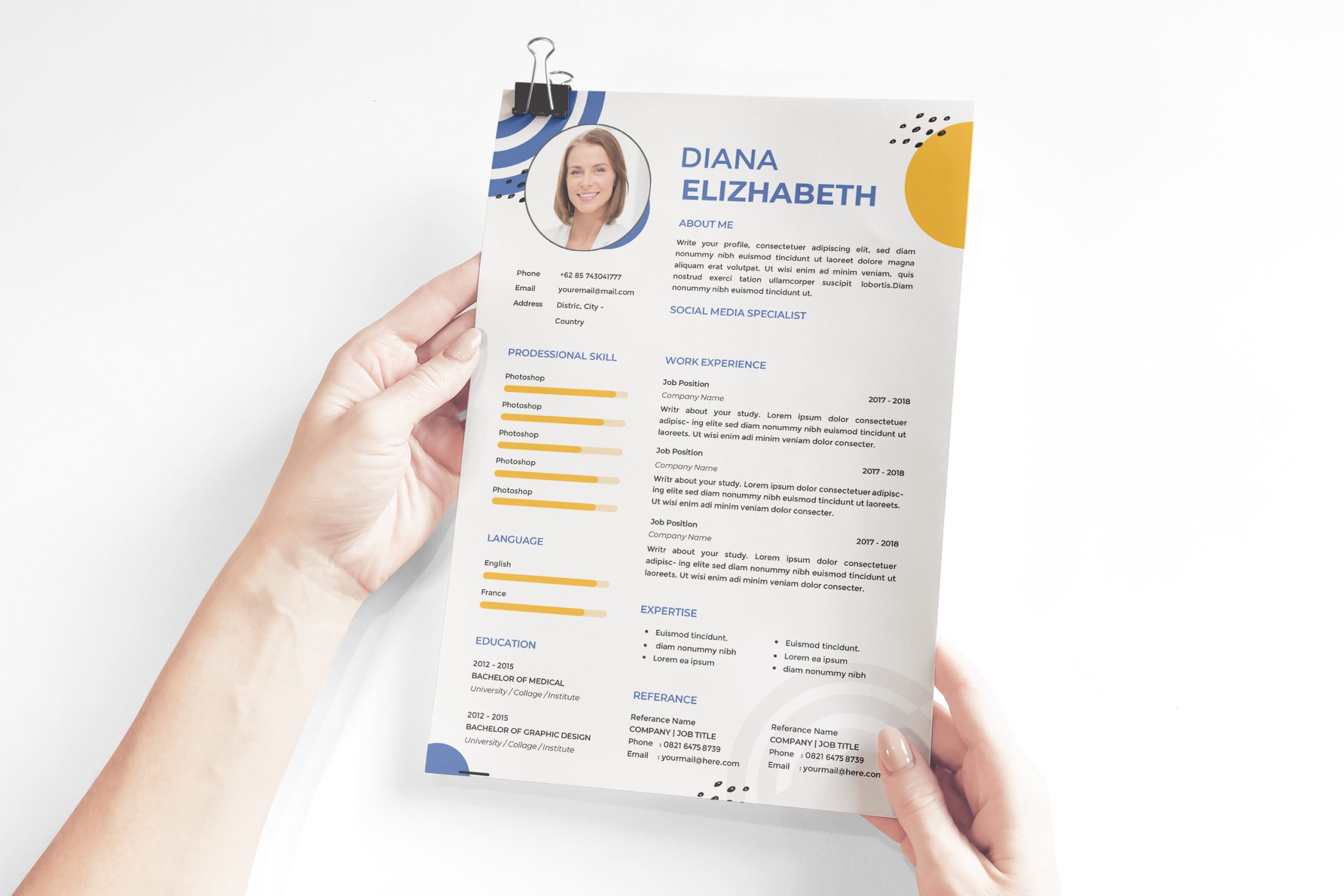 Hostess CV  Design  template to download in Word Format doc 