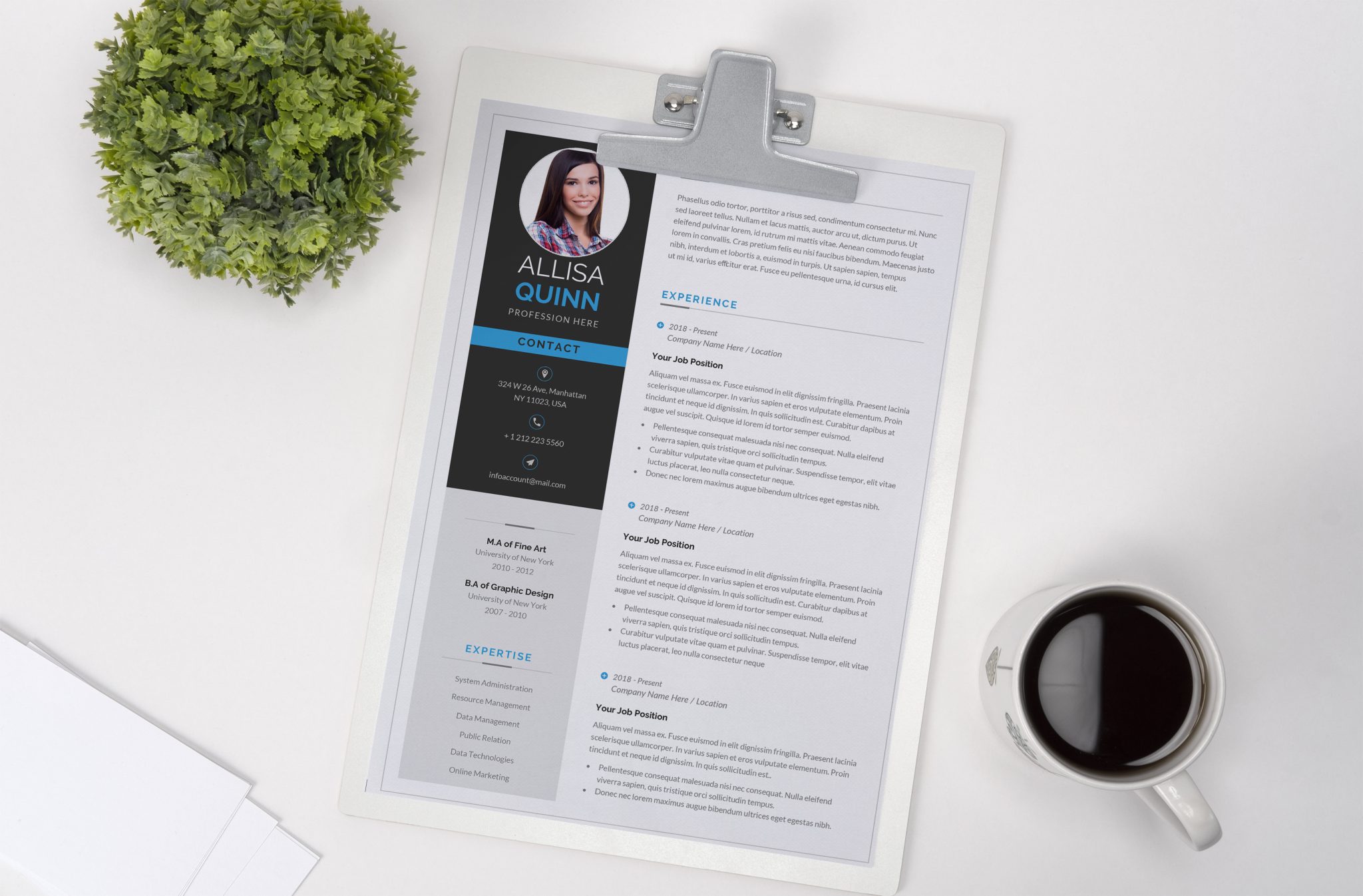 Novo Resume Template for 2021 to download Word format (DOC/DOCX)