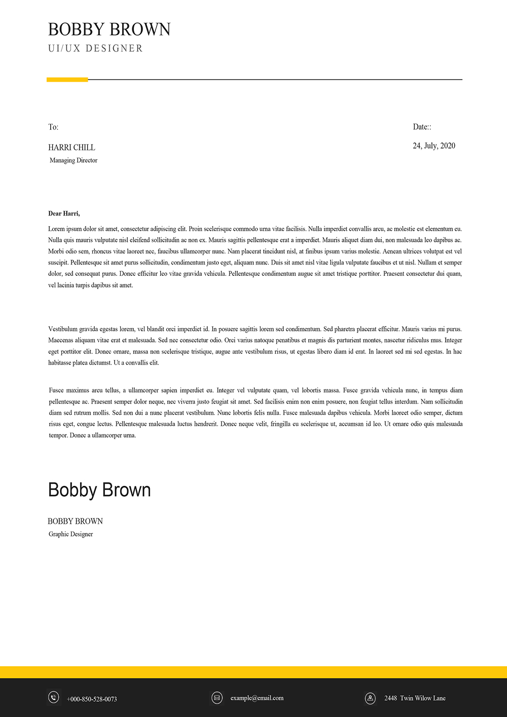 good cover letter example