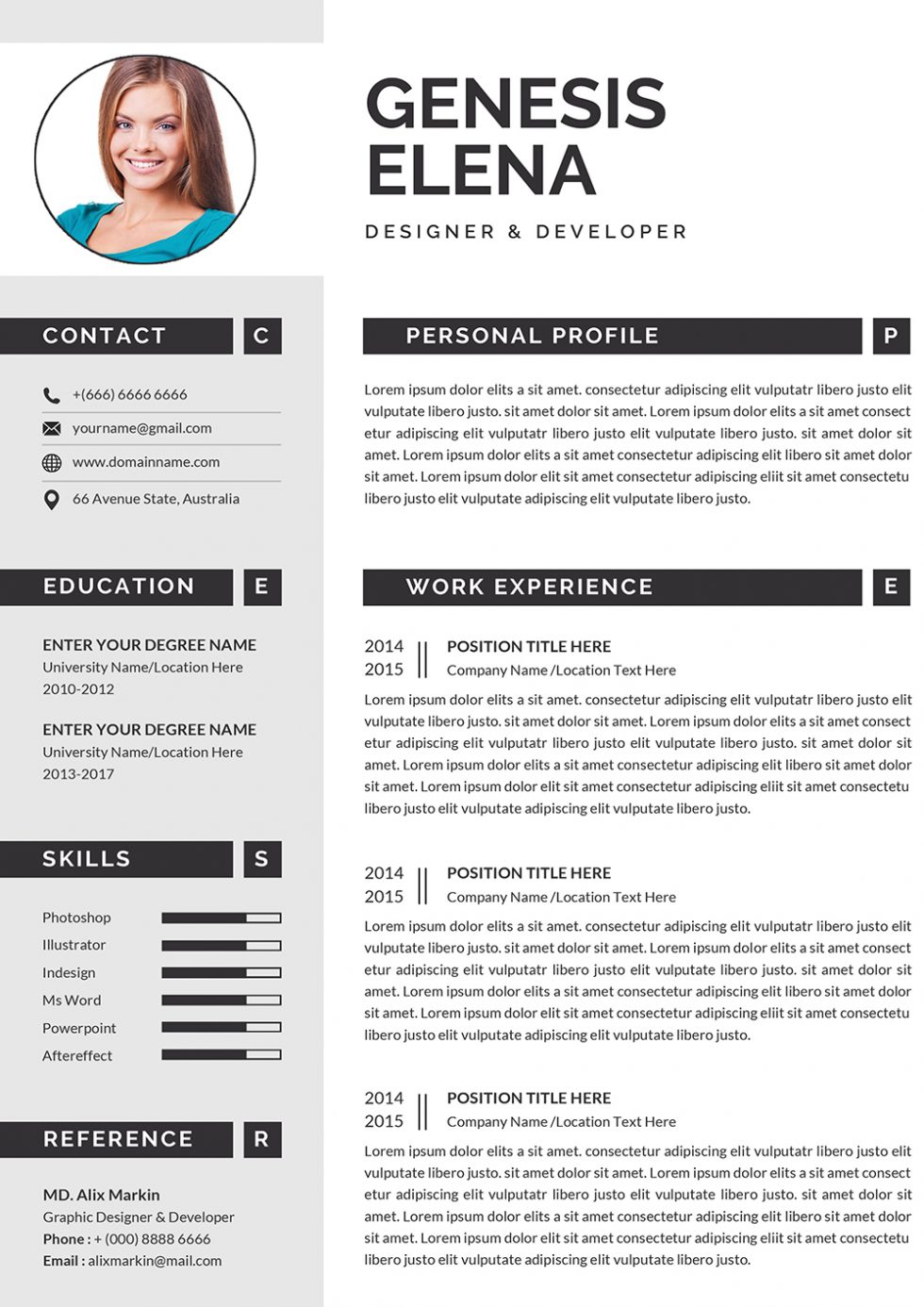 Executive Resume CV Template for Download in word Format