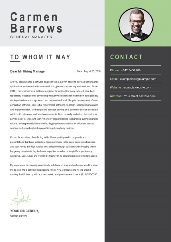 Manager Cover Letter Template