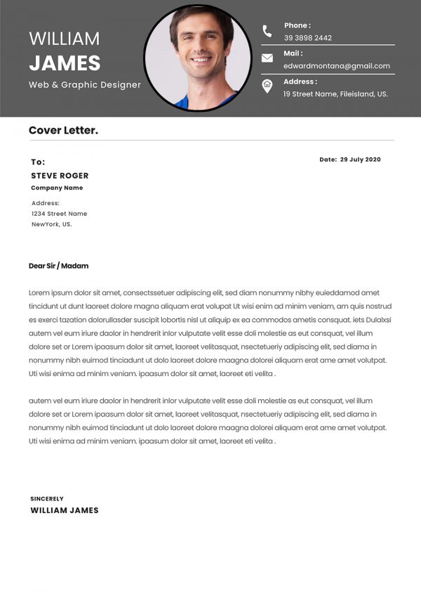 Professional Clean Cover Letter Template