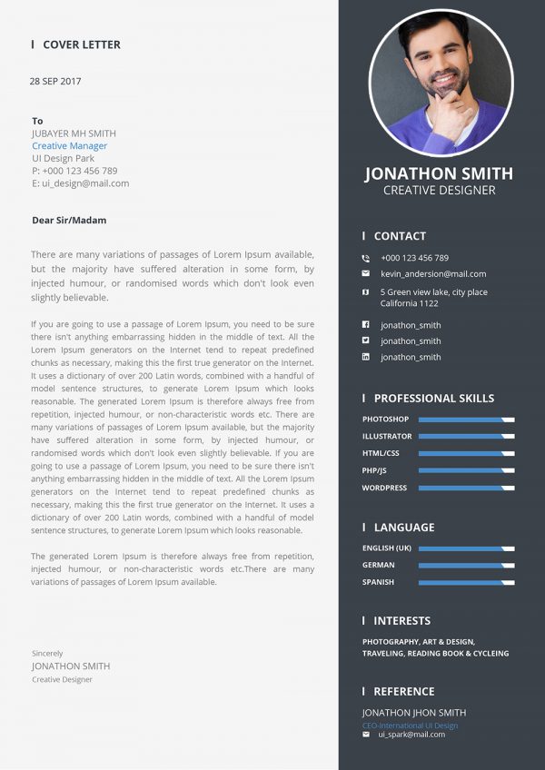 Resume Format Cover Letter Template