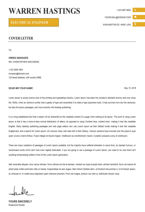 Modern Creative Cover Letter Template