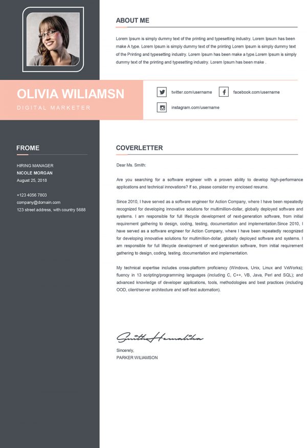 Modern Design Cover Letter Template