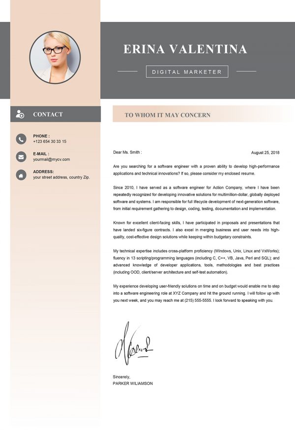 Simple Modern Cover Letter Template